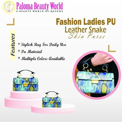 Paloma Beauty World - Women’s Leather Snakeskin Printed Purse Small Square Handbags Shoulder Messenger Bags Evening Bags