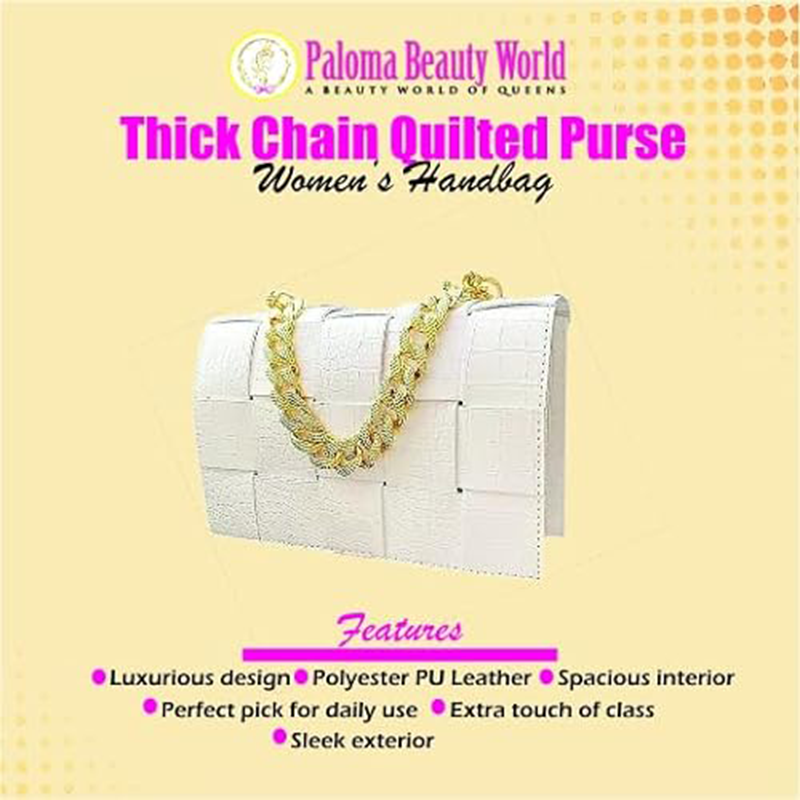 Paloma Beauty World - Women Thick Chain Quilted Crossbody Bag, Trendy Designer Mini Luxury Shoulder Bag, Phone Wallet Purse