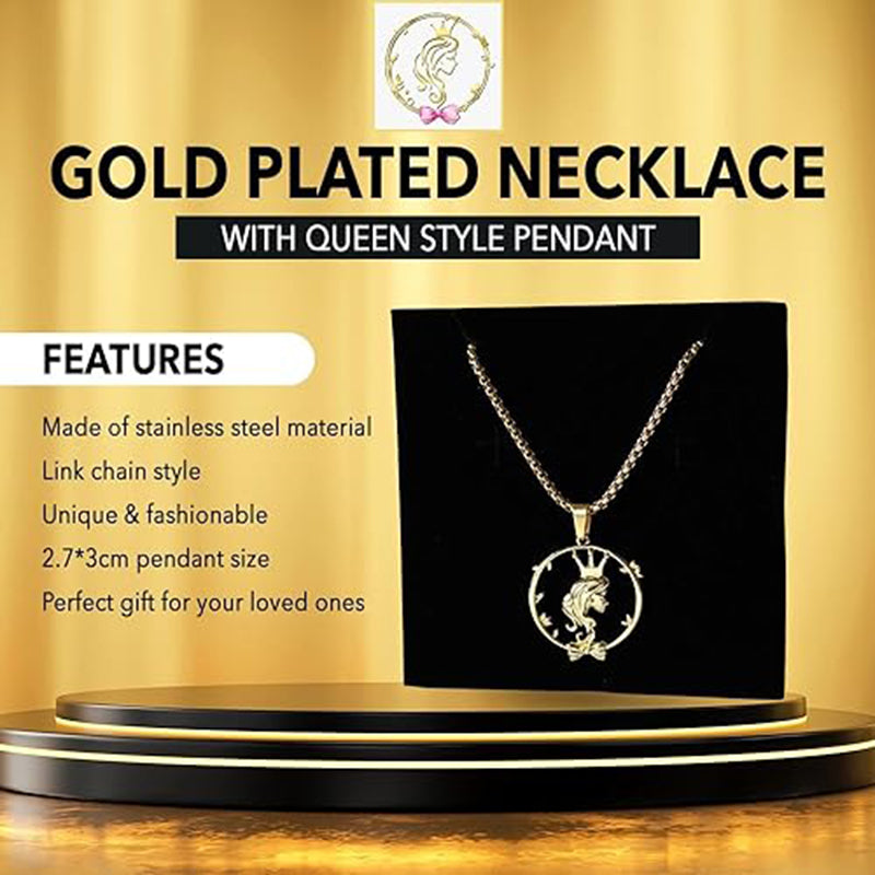 Paloma Beauty World’s Stainless Steel 18K Gold Plated Choker Necklace Queen Necklace for Her with Pendant for Mother’s Day Gifts for Women Girls Graduation Gifts for Her Gifts for Mom Wife Girlfriend Bestie Daughter