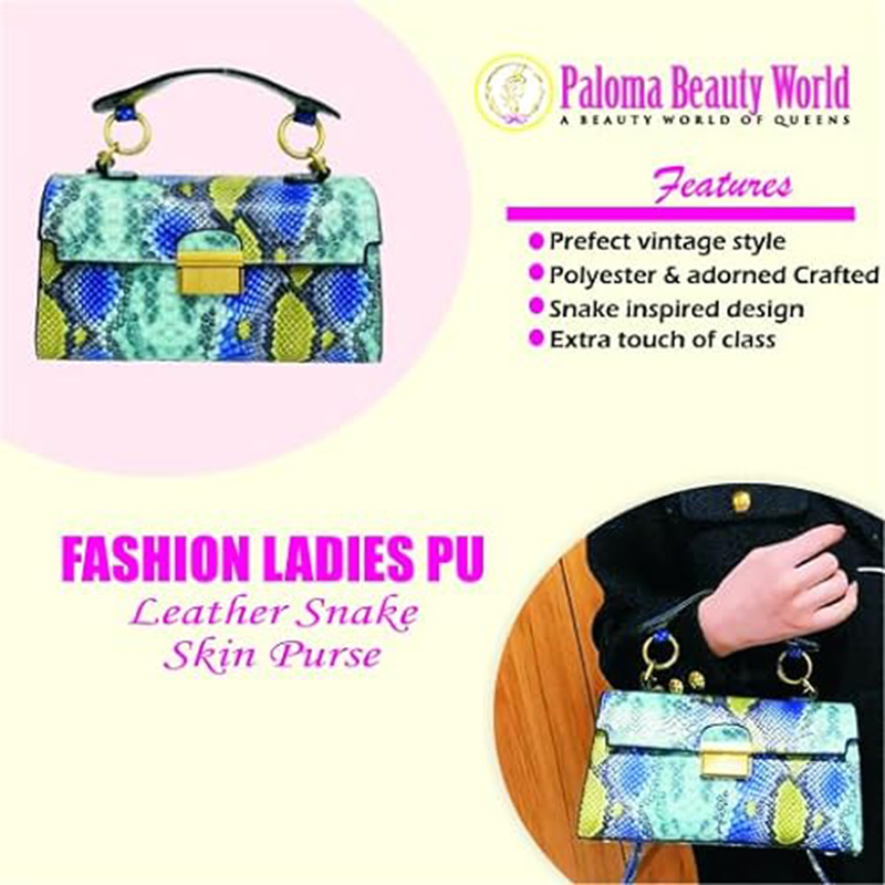 Paloma Beauty World - Women’s Leather Snakeskin Printed Purse Small Square Handbags Shoulder Messenger Bags Evening Bags