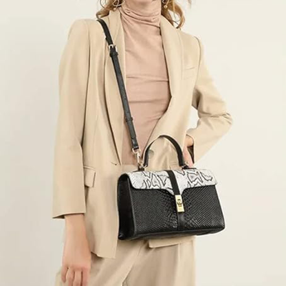 Paloma Beauty World's Genuine Cow Leather Bag Snake Pattern Women Shoulder Bags with Adjustable Shoulder Strap Top Handle Bag