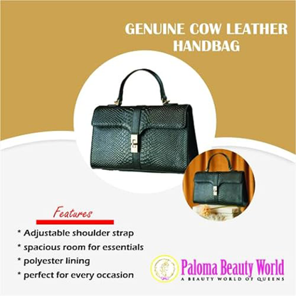 Paloma Beauty World's Genuine Cow Leather Bag Snake Pattern Women Shoulder Bags with Adjustable Shoulder Strap Top Handle Bag