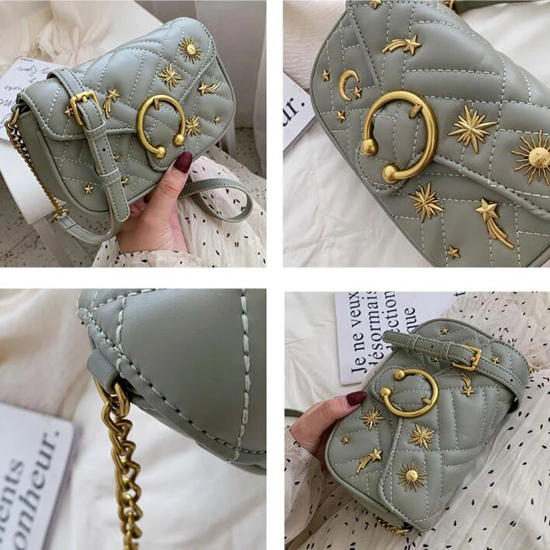 Celebrity Pearl Bags Female 2024 Summer New Edition Baiji Oblique Embroidered Chain Bags Small Square Bags