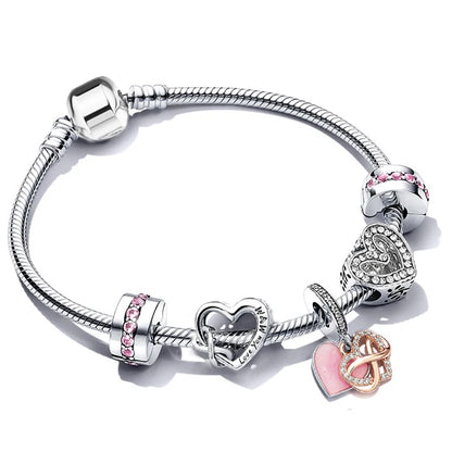 Trendy Romantic 2024 Silver Color Charm Bracelet With Happy Family Strand Brand Bracelet