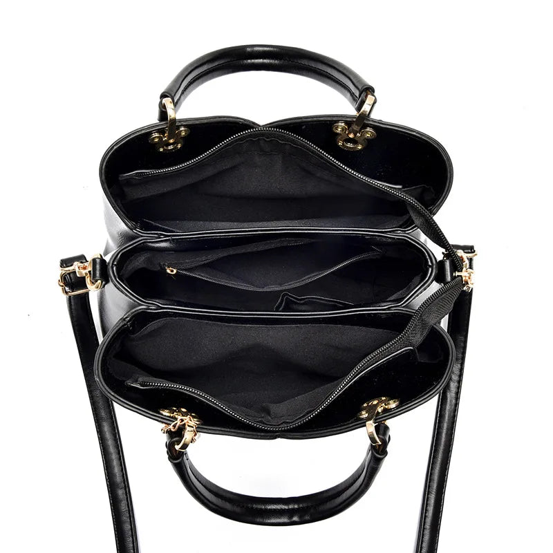 PU Leather Large Capacity Woman Handbag Grid Shoulder Bag Fashion Casual Luxury Designer Patchwork Crossbody Handbag