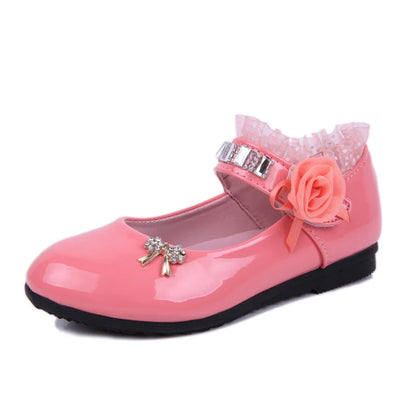 New Children Elegant Princess PU Leather Sandals Kids Girls Wedding Dress Party Beaded Shoes