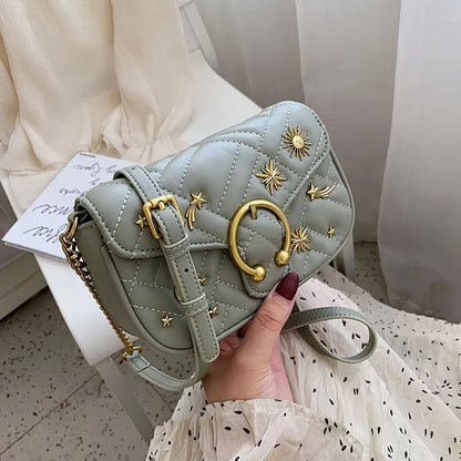 Celebrity Pearl Bags Female 2024 Summer New Edition Baiji Oblique Embroidered Chain Bags Small Square Bags