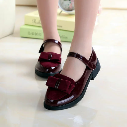 Leather Shoes For Children Wedding Dress Princess School Shoes Girls Summer Bow-knot Black Student Sandals Fashion Footwear