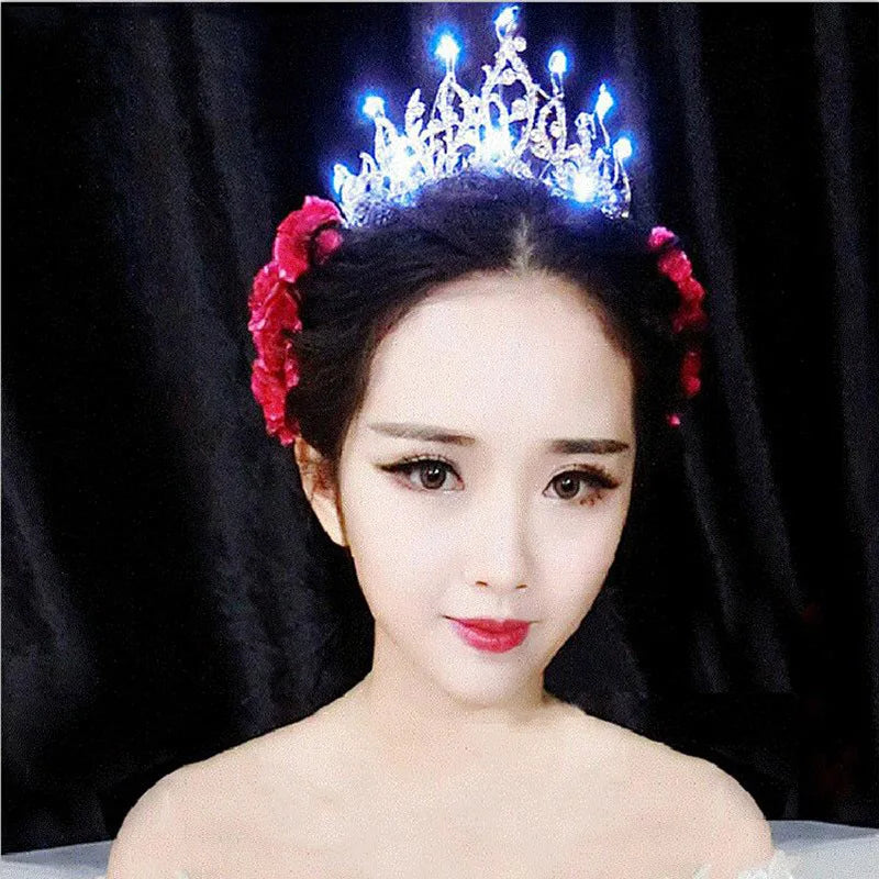 LED Light Bride Tiara Crown Wedding Luminous Princess Crown Girls Party Prom Bridal Hair Accessories