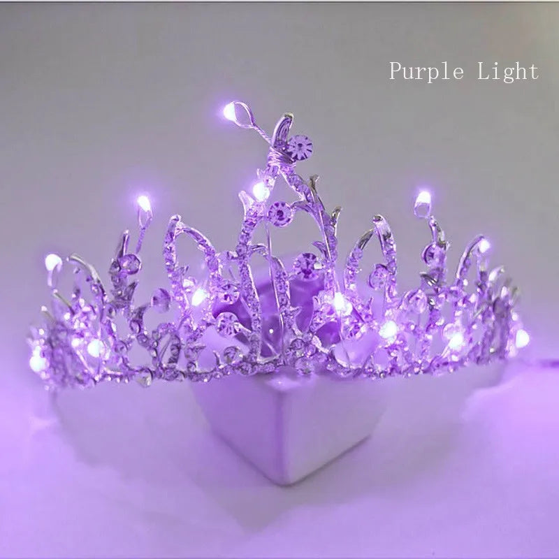 LED Light Bride Tiara Crown Wedding Luminous Princess Crown Girls Party Prom Bridal Hair Accessories