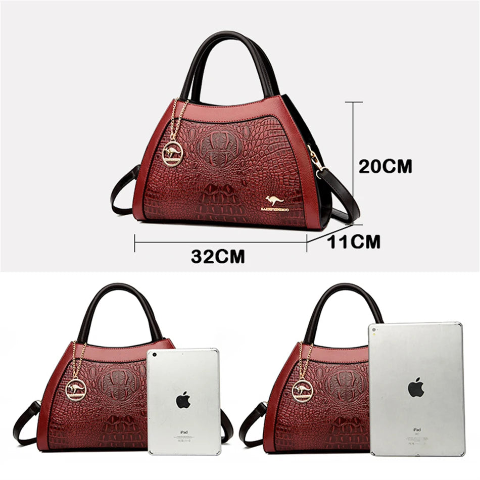 Vintage Crocodile Pattern Handbags Luxury Women Designer Shoulder Bag New Trendy Large Capacity High Quality Leather Tote Bag