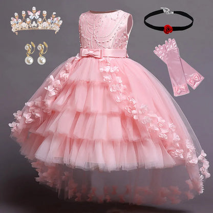 New Summer Baby Girl Party Dress Kids Clothes Children Elegant Birthday Princess Wedding Dance Costume 1-14 Year