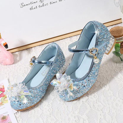Fashionable Kids Girls Princess Shoes Girls Party Footwear Kids Dance Breathable Children's Leather Shoes