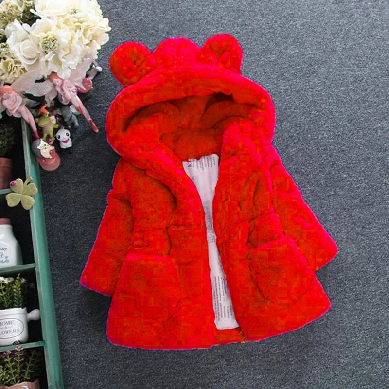 Baby Girl Winter Clothes Faux Fur Coat Fleece Jacket Warm Snowsuit Hooded Parka Children's Outerwear Winter Clothing