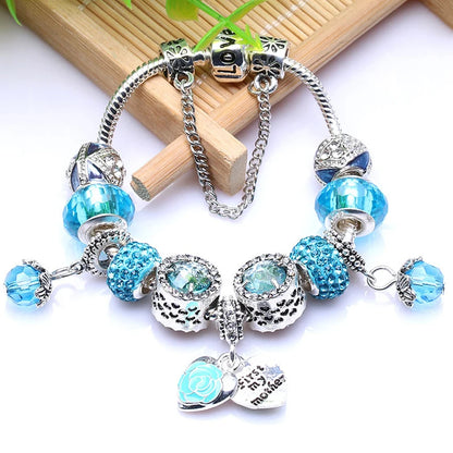 2024 Classic Style Beads Charm Bracelets with Snake Chain Glass Beads Bracelet & Bangle For Women Men Jewelry Gift