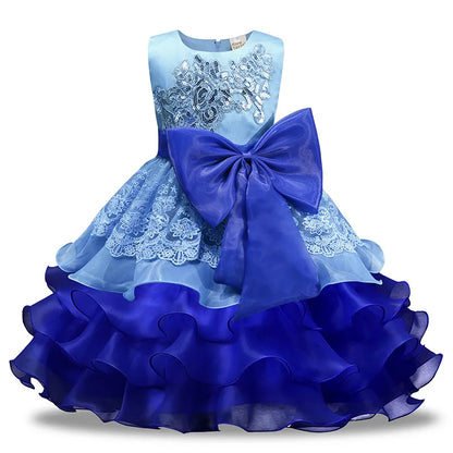 Elegant Girl Princess Dress Sleeveless Party Wedding Evening Long Gown 2 To 3 6 8 Years Young Children's Clothing