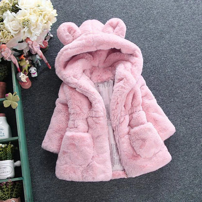 Baby Girl Winter Clothes Faux Fur Coat Fleece Jacket Warm Snowsuit Hooded Parka Children's Outerwear Winter Clothing