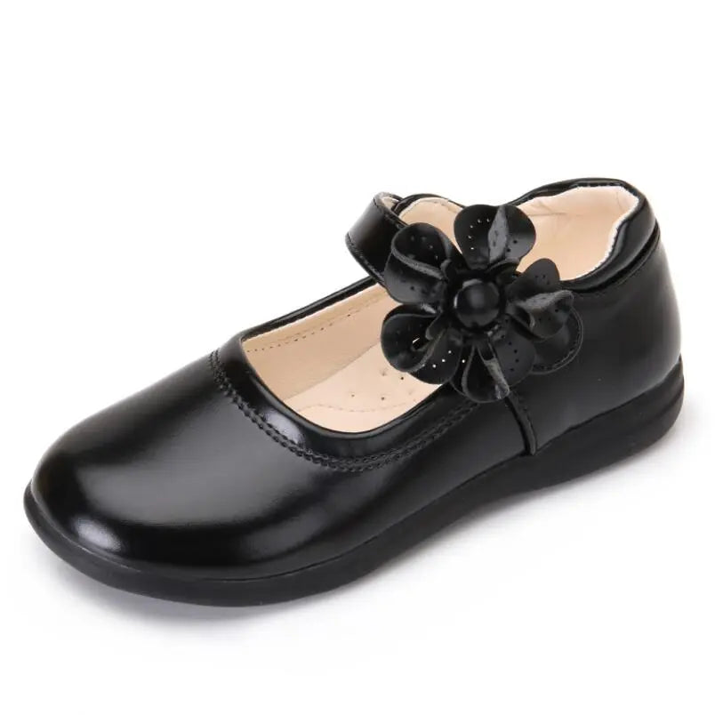 Girls Leather Shoes Children Wedding Dress Princess School Shoes Kids Summer Bow-knot Black Student Sandals