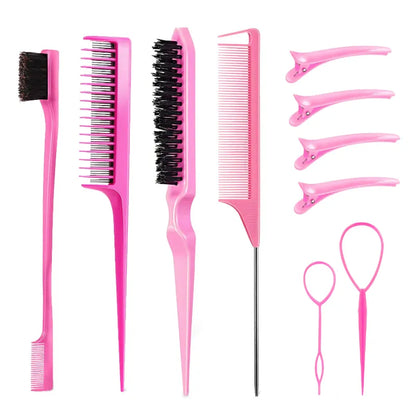 Hair Styling Comb Set 3-10pcs Hair Brush Triple Teasing Comb Rat Tail Combs Edge Brush Hair Tail Tools Braid Tool Loop