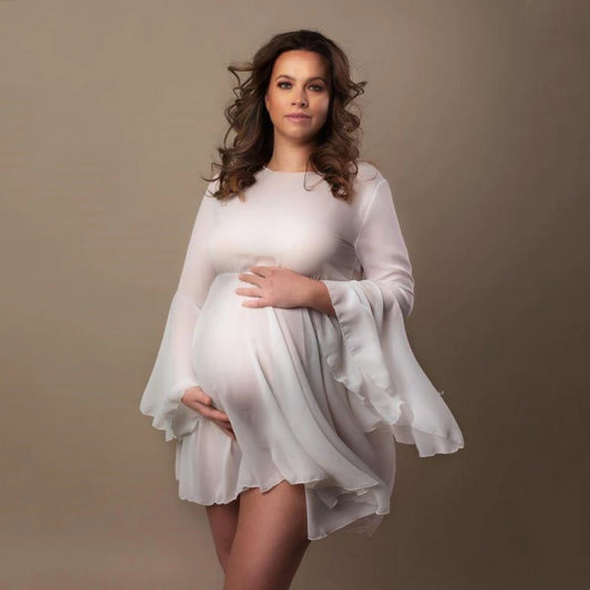 Chiffon Summer Maternity Short Dress See Through Pregnancy Photo Shoot Short Dress