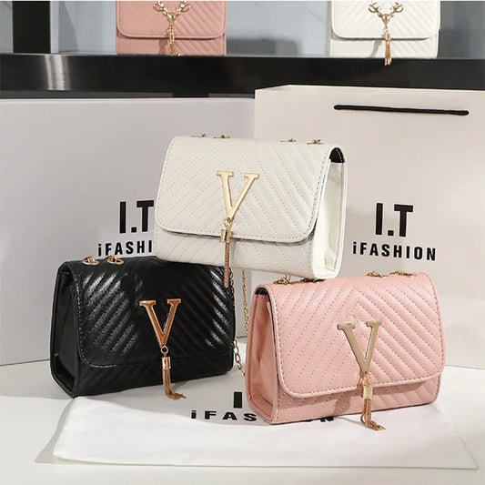 Women Embroidery Crossbody Bag 2024 Thread Luxury Handbag Shoulder Bags Brand Sequined Tassel Clutch Small Bag and Purse Party