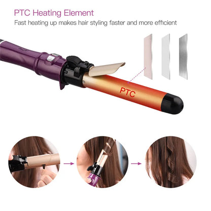 Effortless Elegance: Tourmaline Ceramic Automatic Rotating Hair Curler for Fast, Frizz-Free Styling - Create Stunning Waves and Curls with Fast Heating Magic Curling Wand for Women