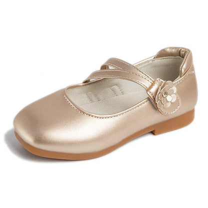 Princess Girls Leather Shoes For Medium Big Girl Children Casual Flat Floral Flower Shoes For Wedding Birthday Parties
