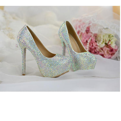 Shining crystal women wedding shoe