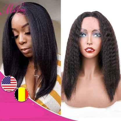 13”x1+6”x1” T Part Lace Wig Human Hair Kinky Straight Wig For Women Short Bob Remy Brazilian Hair Wigs Pre Plucked Ms Love Human Hair Human Hair Wig Stretched Length : 12inches|14inches|16inches