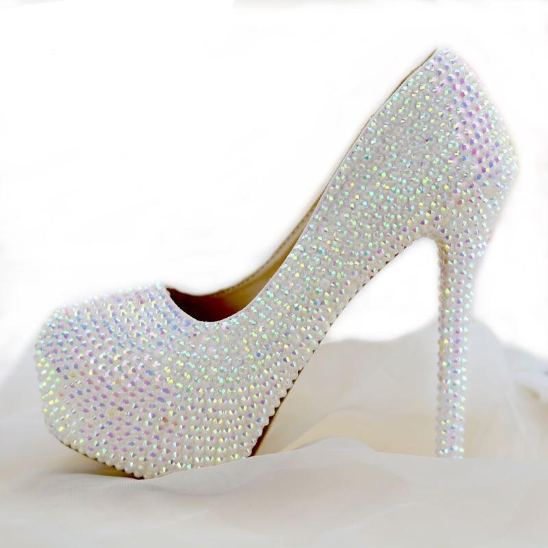 BaoYaFang New Bling crystal women wedding shoes fashion Rhinestone party dress shoes female shining crystal handmade shoes