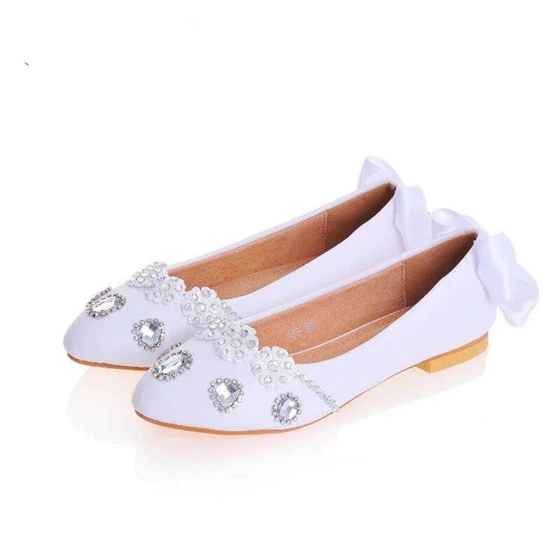 2017 New Arrival Flat Women wedding shoes flower crystal woman party dress shoes female shoes Flats Shoes Color : design A red|design A white|design B