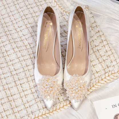 White Pointed Toe Wedding Shoes - paloma-beauty-world