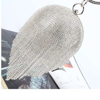 Rhinestone Sliver Diamonds Round Ball Evening Clutch Bags For Women