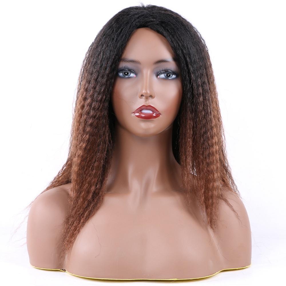 Saisity Kinky Curly Afro Hair Wigs  Ombre Synthetic Wig For Women Medium Part Women Black Natural Female Wigs