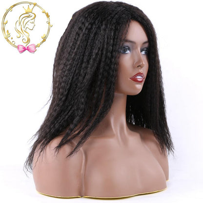 Saisity Kinky Curly Afro Hair Wigs  Ombre Synthetic Wig For Women Medium Part Women Black Natural Female Wigs