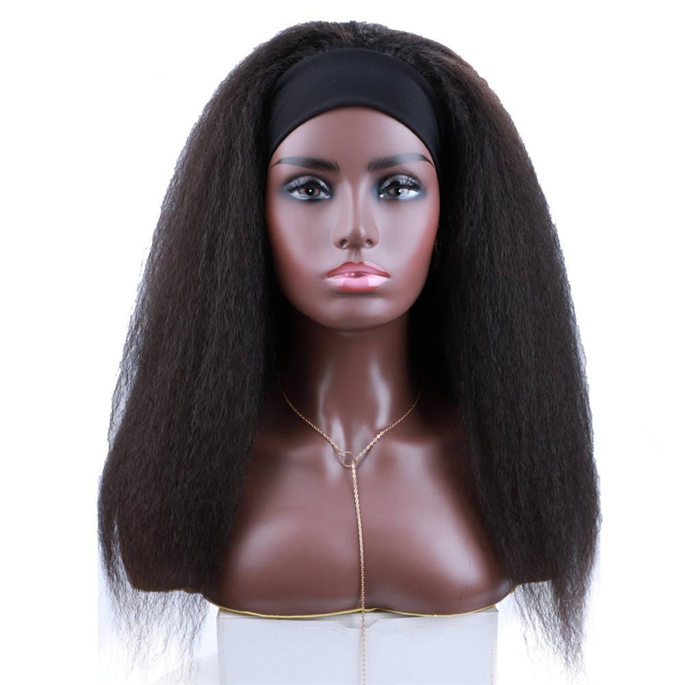 Blice Long Headband Wig Glueless Synthetic Hair Extensions Kinky Straight Elastic Scarf Wigs For African American Women