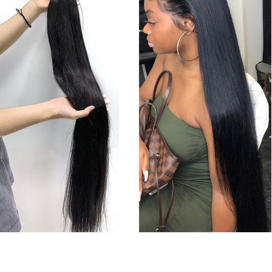 Queenlife 32 34 36 38 40 inch Straight Hair Bundles Peruvian Hair Bundles Remy Human Hair Weave Silky Straight Hair 1/3/4 Pieces
