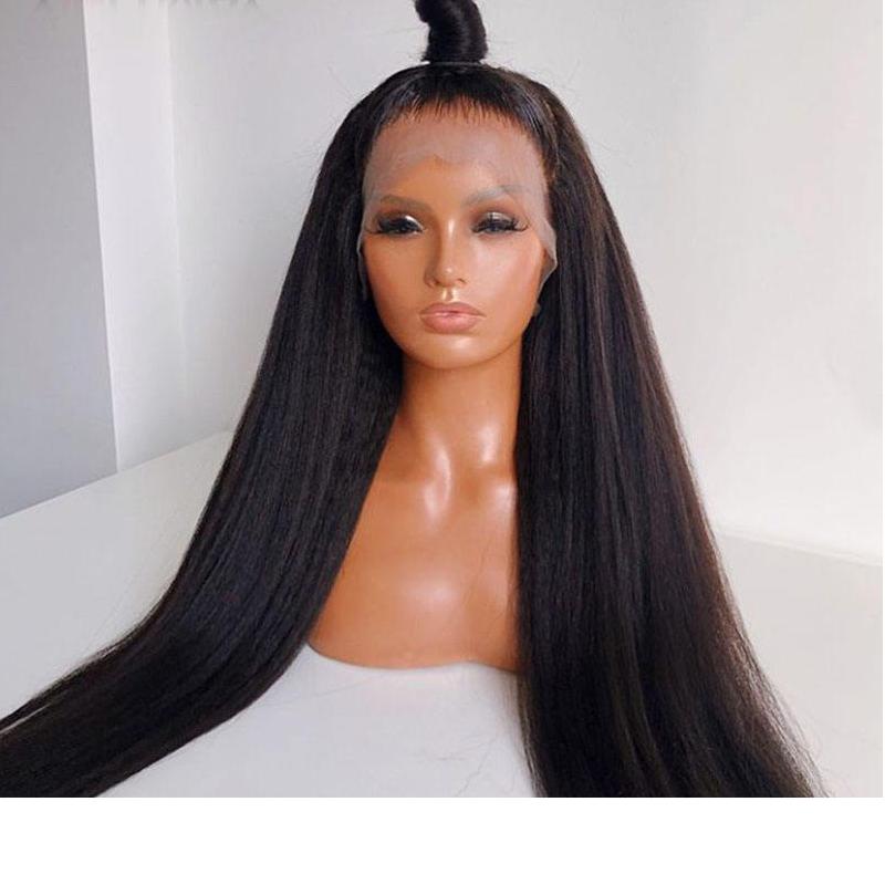 Pre Plucked Transparent HD Kinky Straight Full Lace Baby Hair 250 Density Human Hair Wigs