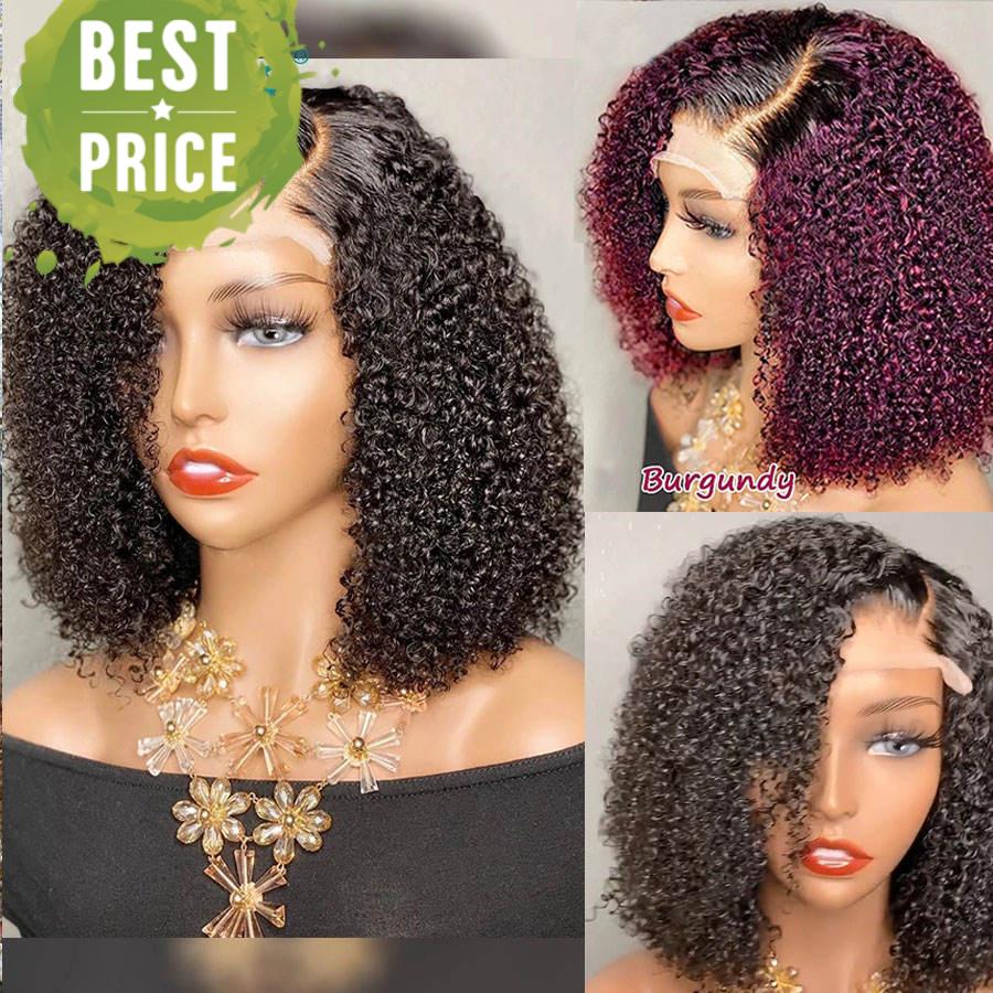 10A Newa Short Bob Wig Ombre Curly Human Hair Wig Pre Plucked 13x6 Brazilian Lace Front Wig Highlight 4x4 Closure Wigs For Women