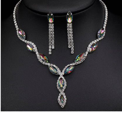 Pink Crystal Prom Wedding Jewelry Sets for Women
