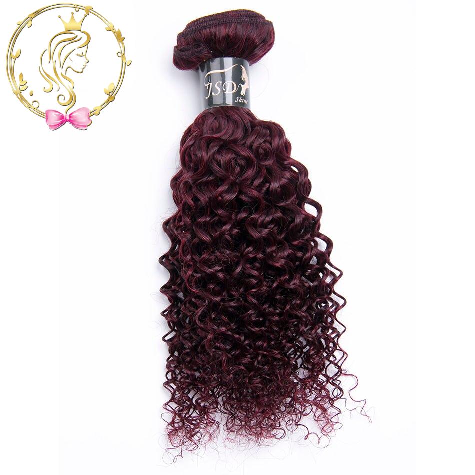JSDshine Peruvian 99j Red Color Kinky Curly Hair Bundles Burgundy Human Hair 1 Bundle Non-remy Hair Extensions Free Shipping