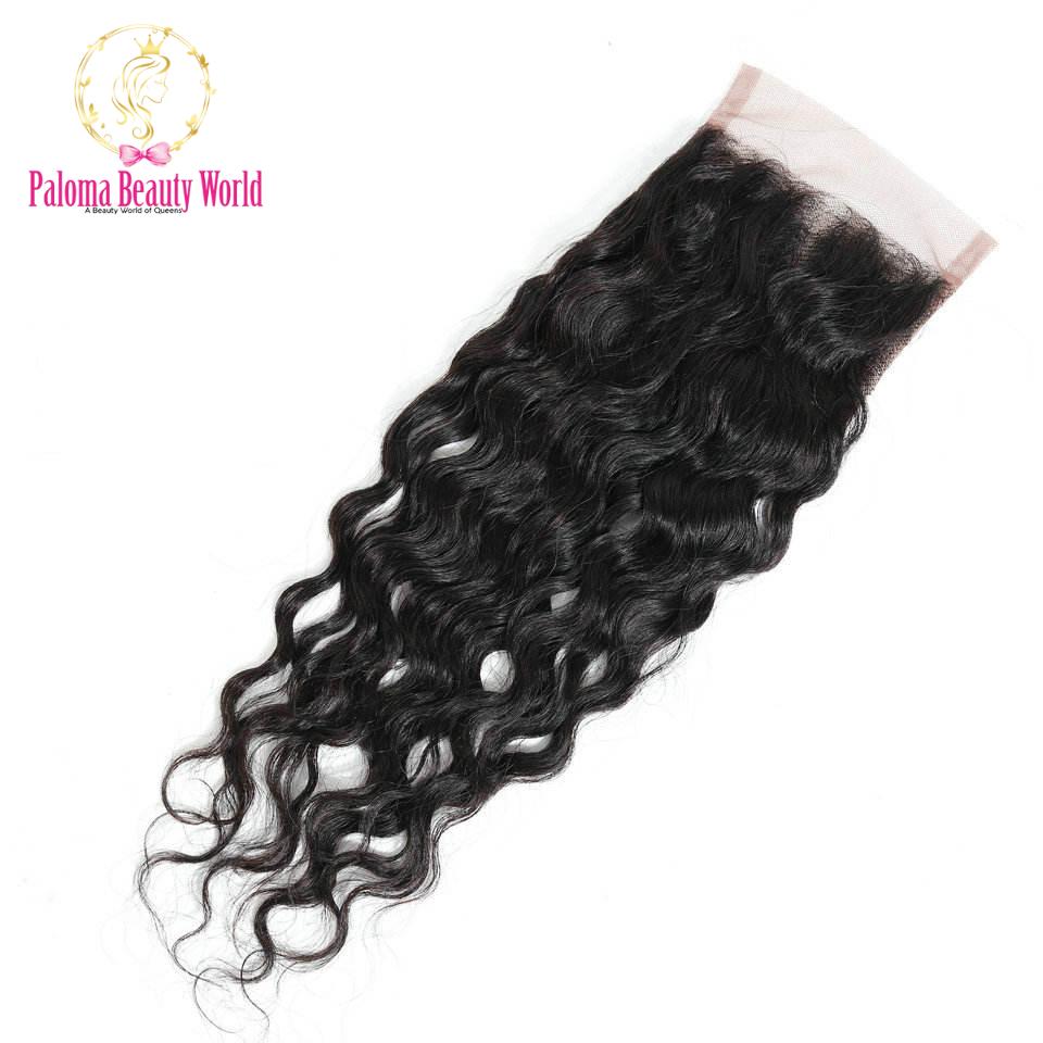 Emol Indian Water Wave Bundle With Closure Hair Bundle with Closure Free Part Non-Remy Human Hair 3/4 Bundle