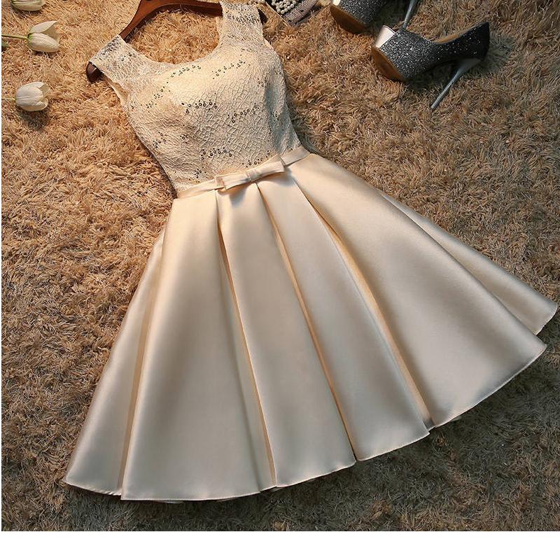 Lace Satin Short Evening Dress For Homecoming Graduation Prom Party