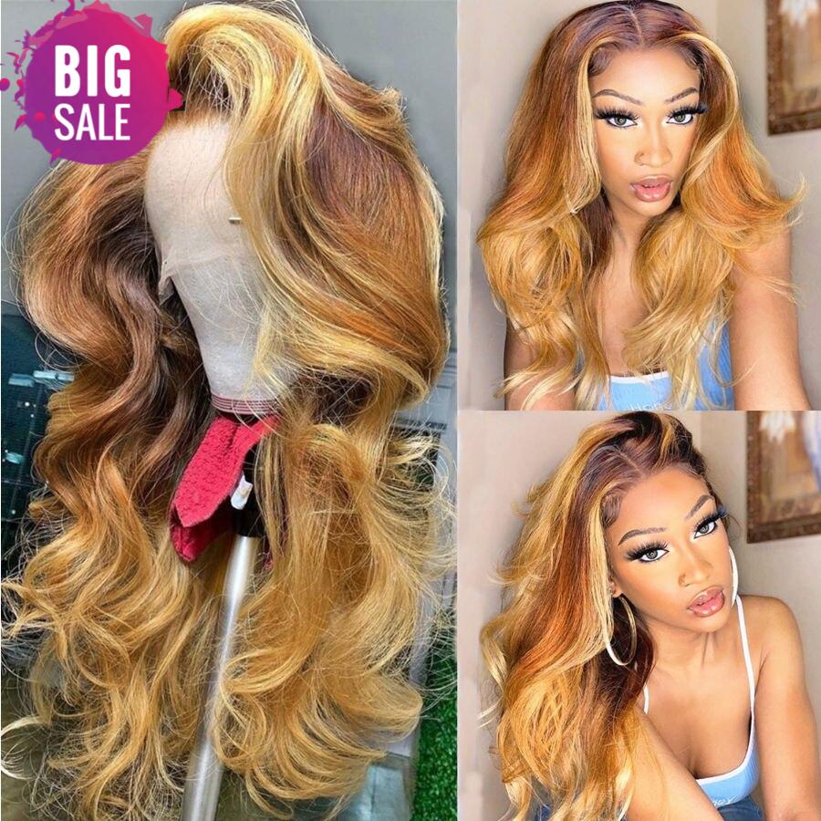 Highlight Body Wave 13X4 Lace Front Human Hair Wigs With Baby Hair