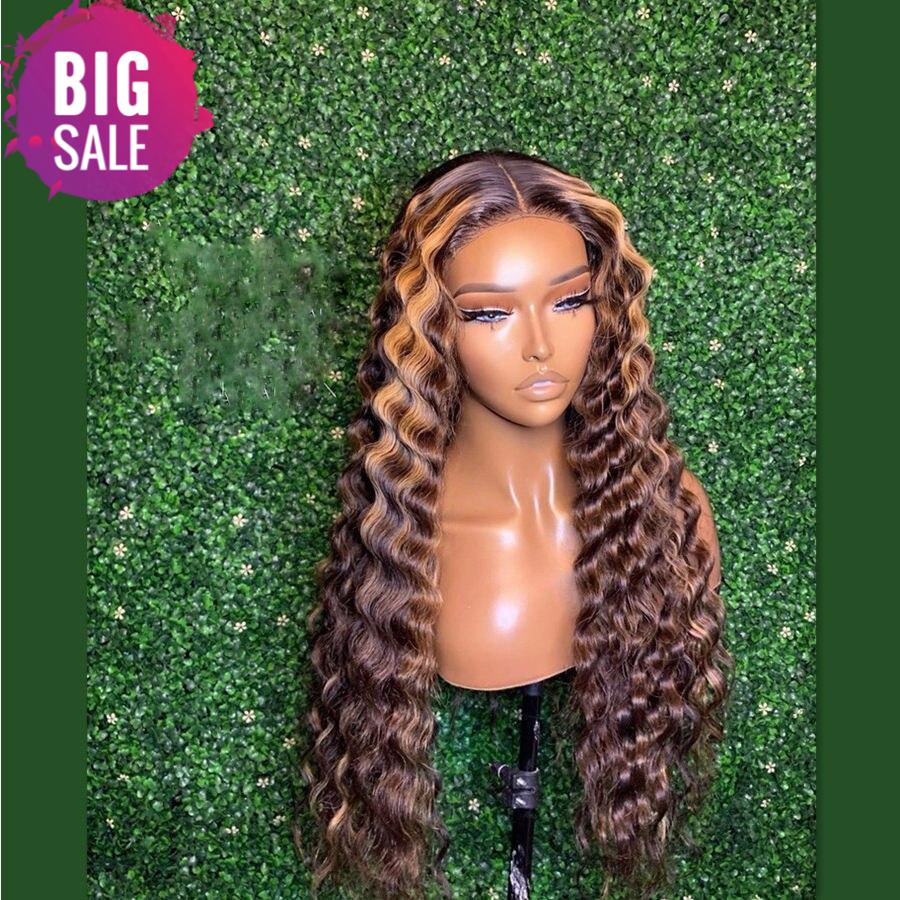 Highlight Ombre Color 13X4 Curly Lace Front Human Hair Wigs
