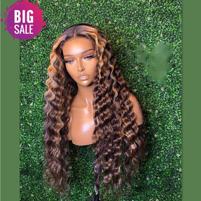 Highlight Ombre Color 13X4 Curly Lace Front Human Hair Wigs