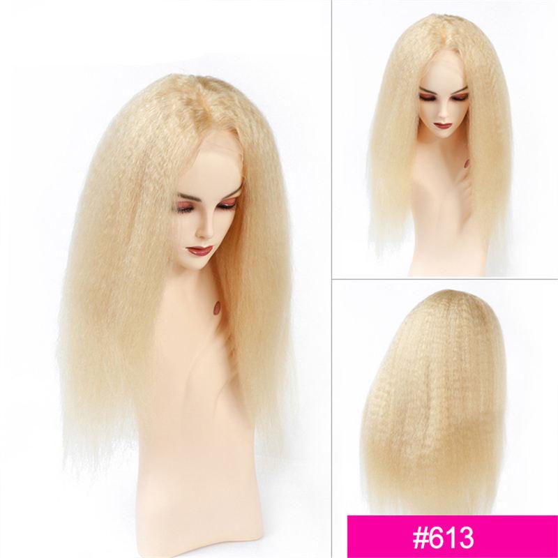 Ombre Kinky Straight Human Hair Wig Brazilian Yaki Straight Honey Blonde HD Lace Frontal Wig Human Hair Wigs For Women Burgund