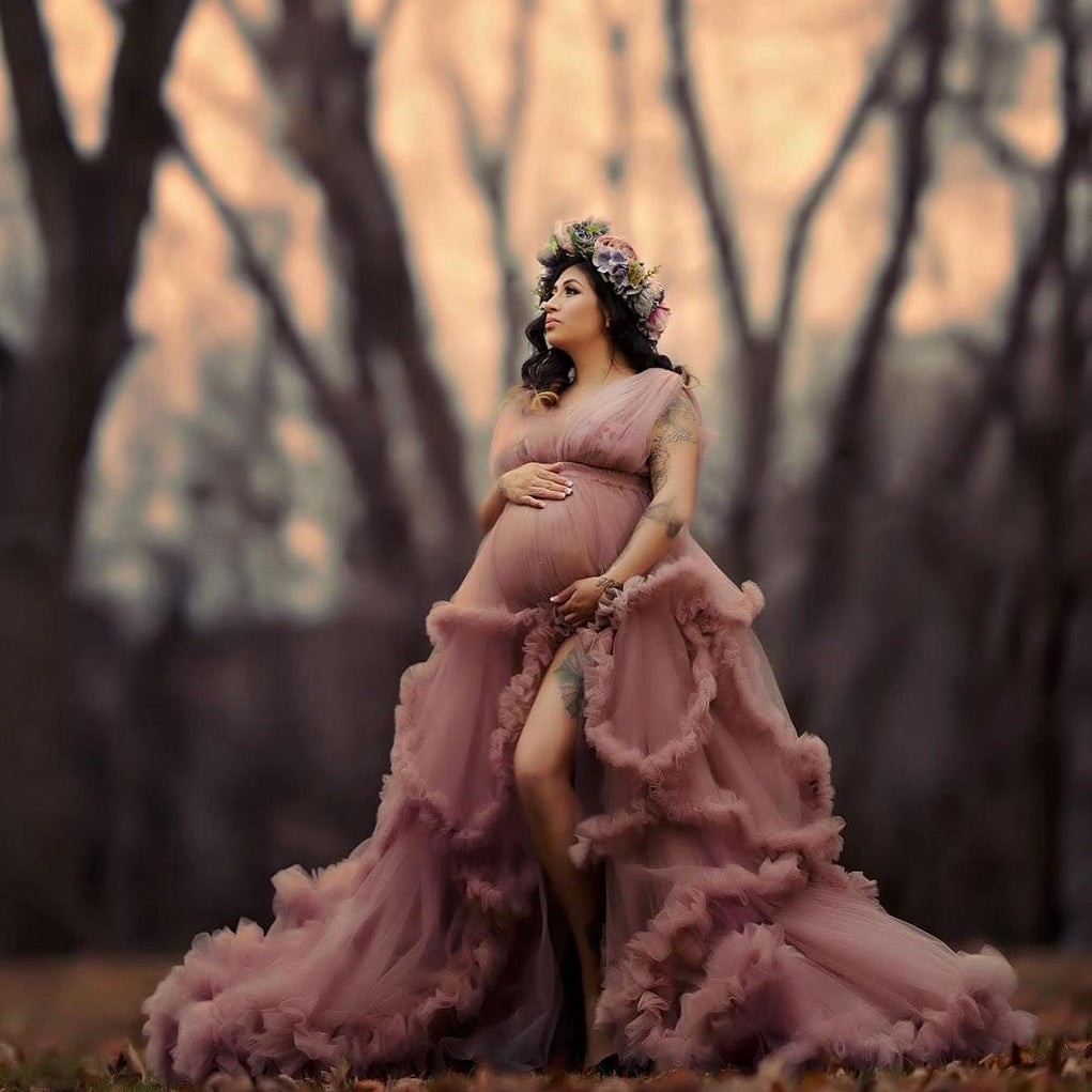 Dusty Pink Maternity Photo Shoot Dress For Baby shower or Photography