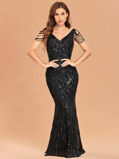 Elegant V Neck Evening Dress Dresses Evening Dresses Color : Black|Navy
