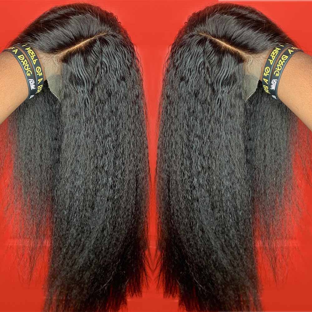 Ombre Kinky Straight Lace Front Human Hair Wigs